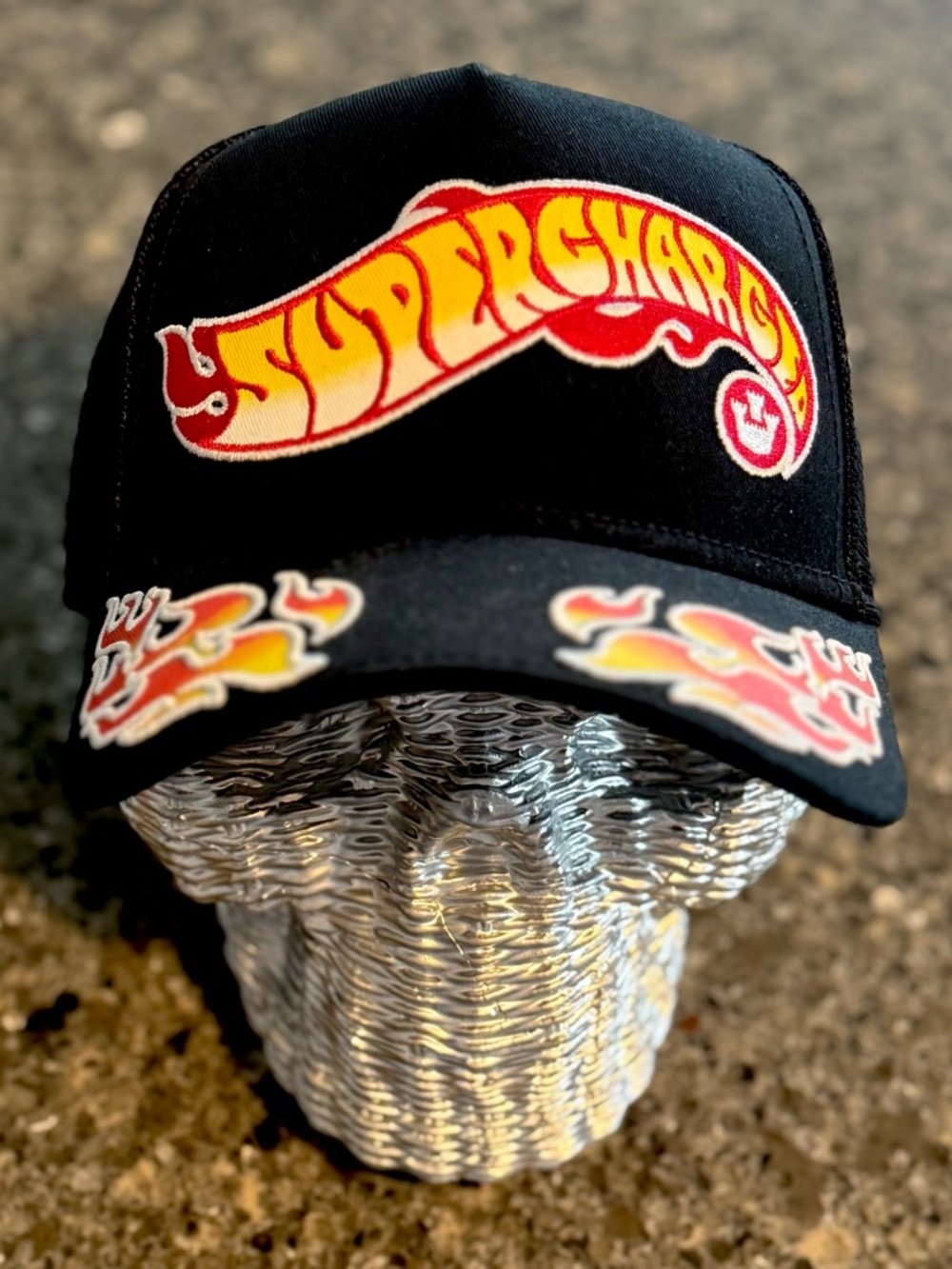Goorin Bros Black embroidered Trucker “Supercharged ” with flames 🔥 SnapBack